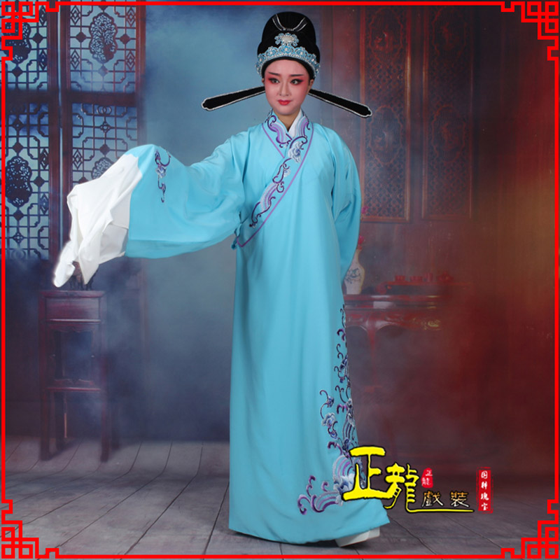 贵阳梁祝才子唐伯虎黄梅戏古装褶子草波纹小生衣